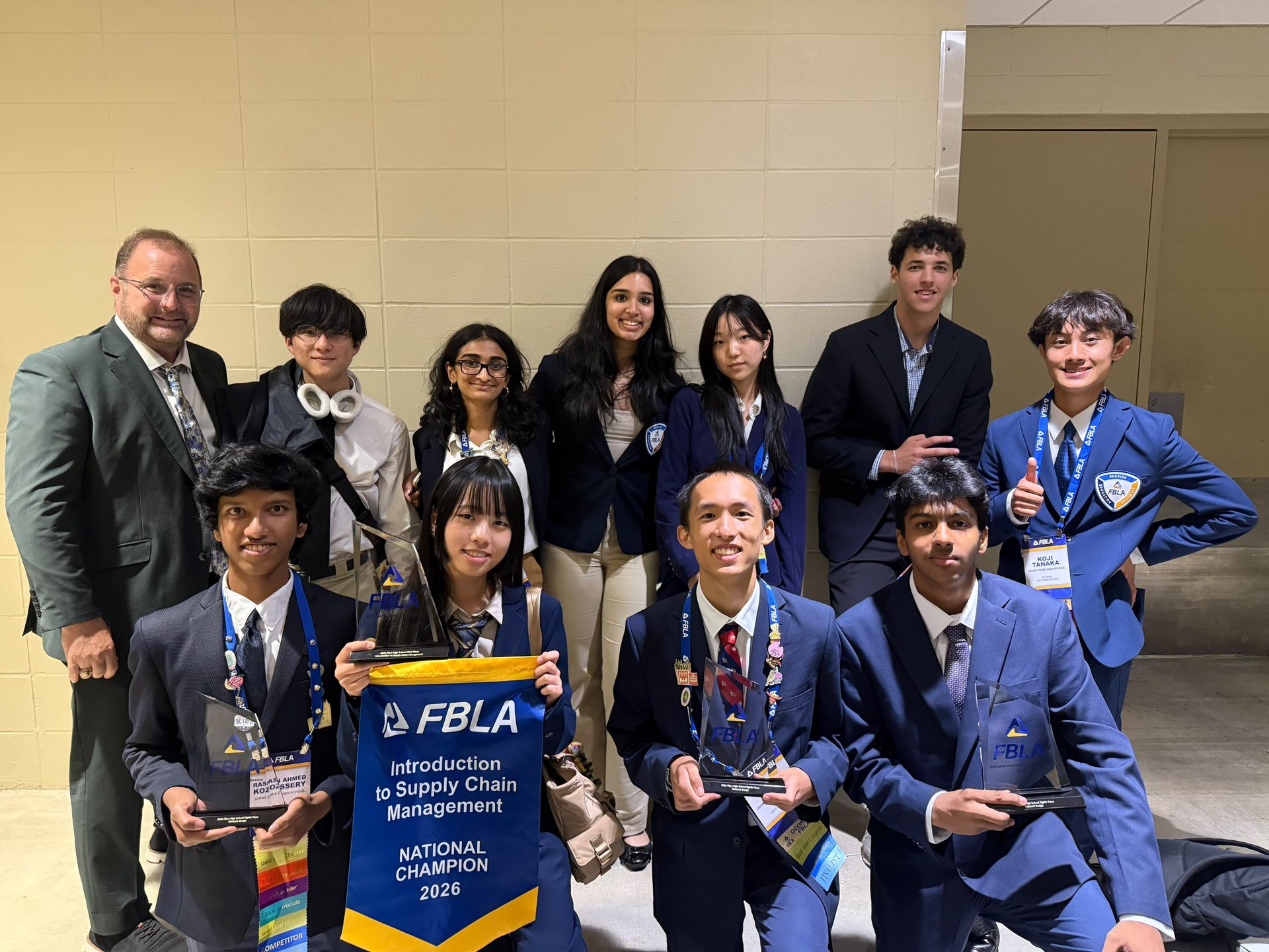 Johns Creek FBLA members celebrating at the 2026 National Leadership Conference